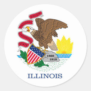 Sticker Rond Drapeau de l'Illinois