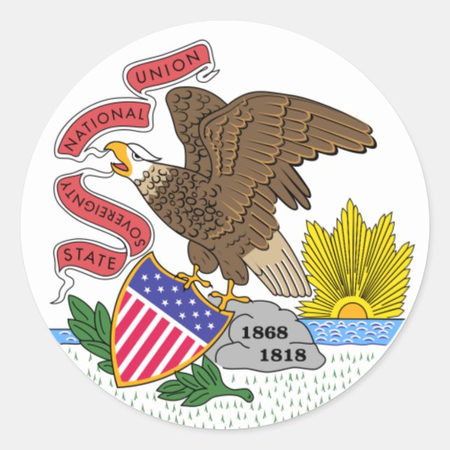 Sticker Rond Drapeau de l'Illinois (Devant)