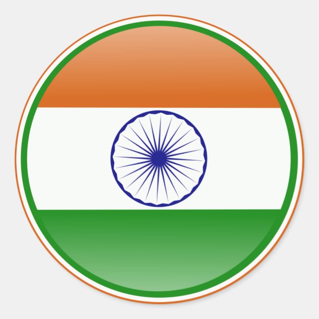 Sticker Rond Drapeau de l'Inde (Devant)