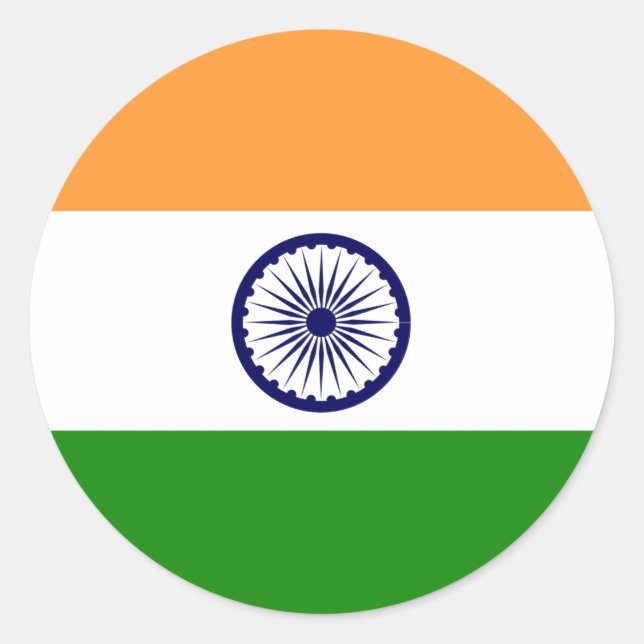Sticker Rond Drapeau de l'Inde (Devant)