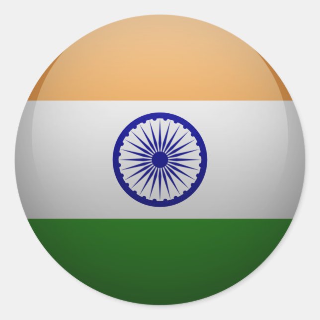 Sticker Rond Drapeau de l'Inde (Devant)