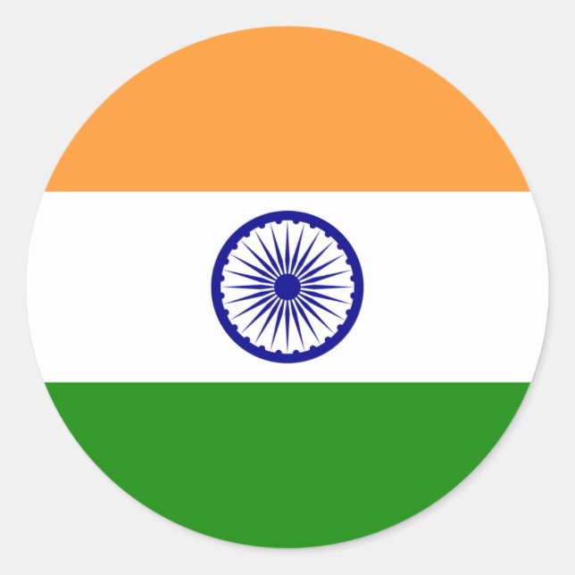 Sticker Rond Drapeau de l'Inde - ति रं गा - भा र त का  (Devant)