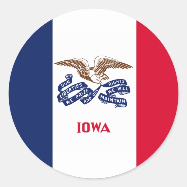 Sticker Rond Drapeau de l'Iowa (Devant)