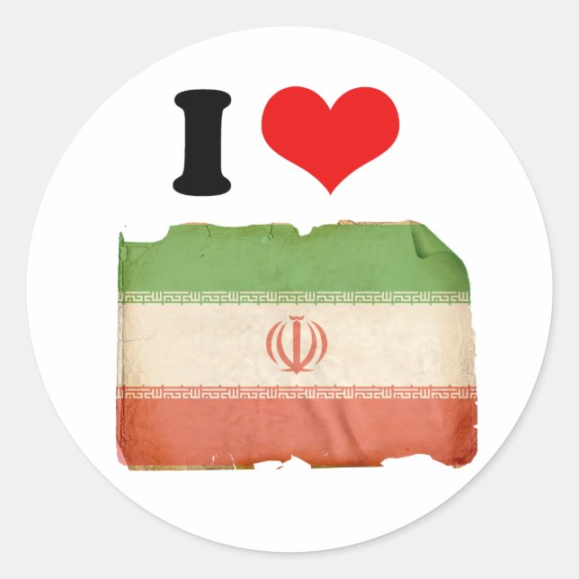 Sticker Rond Drapeau de l'Iran (Devant)