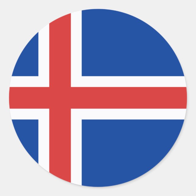 Sticker Rond Drapeau de l'Islande (Devant)