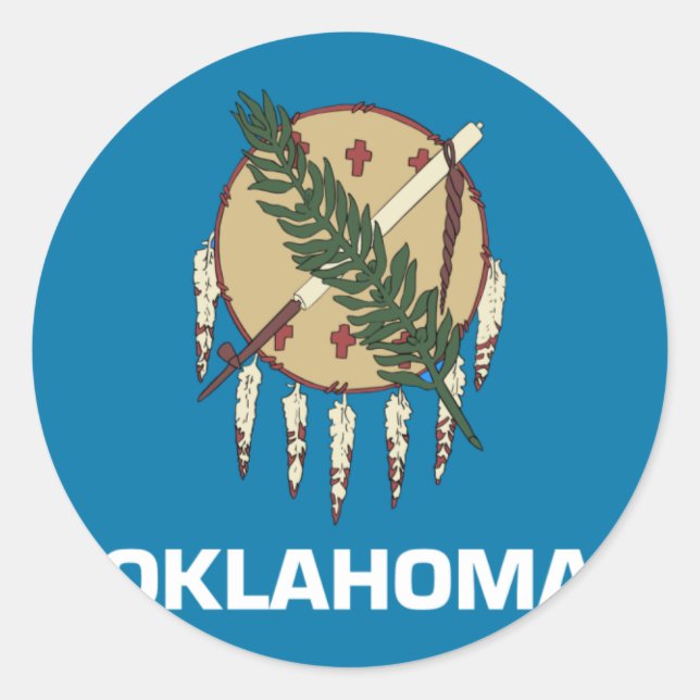 Sticker Rond Drapeau de l'Oklahoma (Devant)