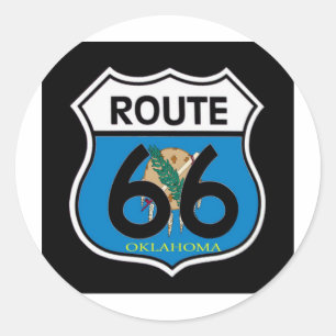 Sticker Rond Drapeau de l'Oklahoma Route 66 Shield