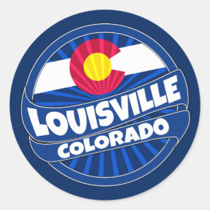 Sticker Rond Drapeau de Louisville Colorado collants d'éclateme