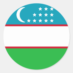 Sticker Rond Drapeau de l'Ouzbékistan
