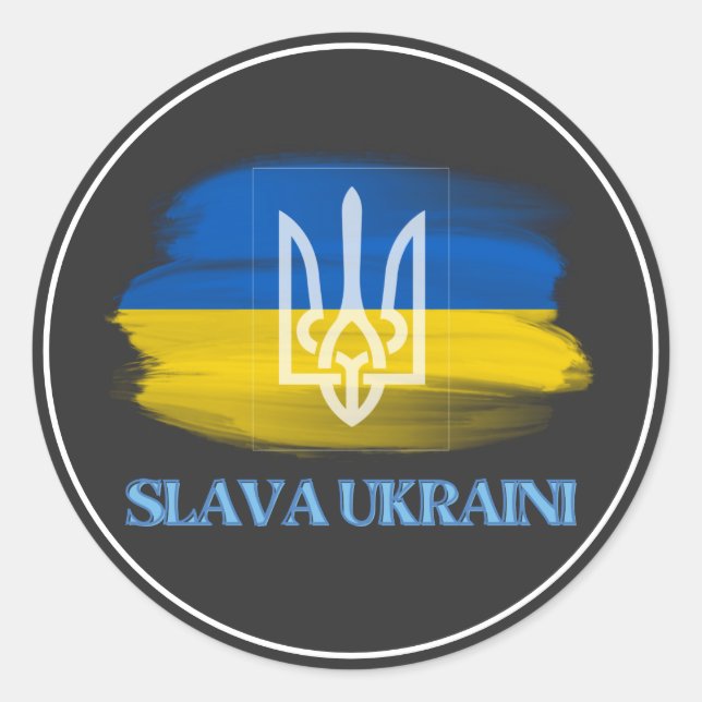 Sticker Rond Drapeau de l'Ukraine de Slava (Devant)