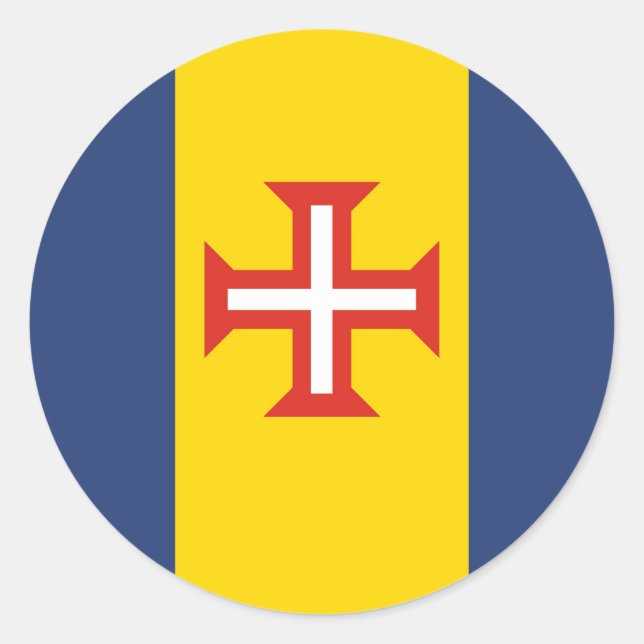 Sticker Rond Drapeau de Madère Symbole de la province du Portug (Devant)