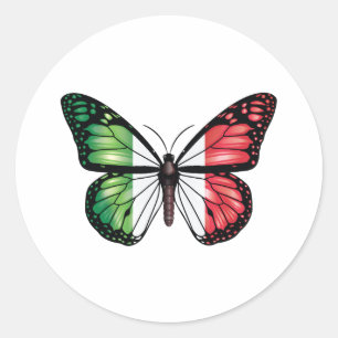 Sticker Rond Drapeau de monarque papillon italien