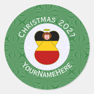 Sticker Rond Drapeau de Noël personnalisé à l'ange allemand