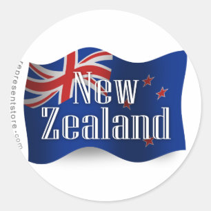 Sticker Rond Drapeau de ondulation de la Nouvelle Zélande