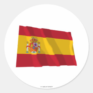 Sticker Rond Drapeau de ondulation de l'Espagne