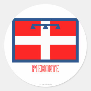 Sticker Rond Drapeau de Piemonte avec le nom