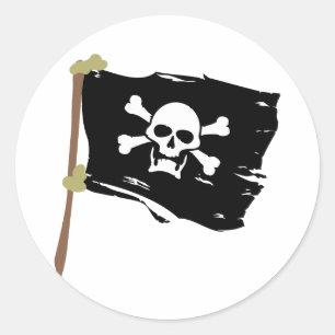 Sticker Rond Drapeau de pirate de jolly roger