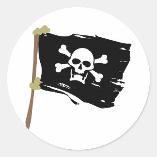 Sticker Rond Drapeau de pirate de jolly roger