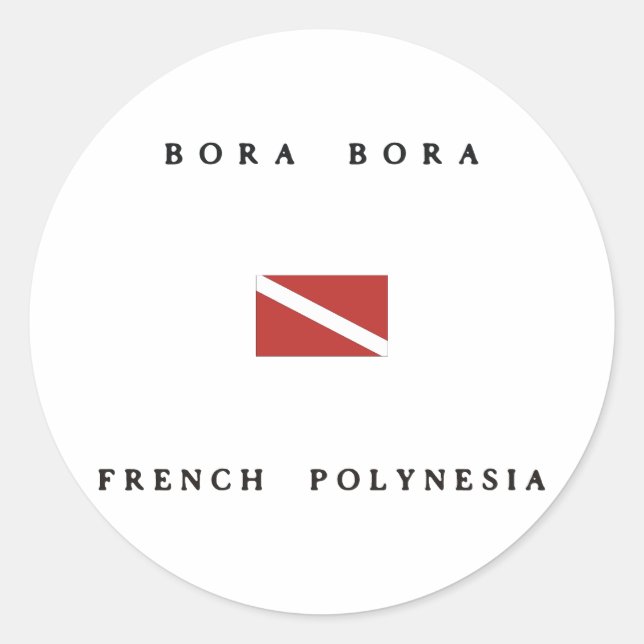Sticker Rond Drapeau de plongée Bora Bora Polynésie Française (Devant)