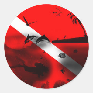Sticker Rond Drapeau de plongée cool