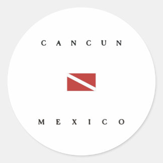 Sticker Rond Drapeau de plongée de Cancun Mexique