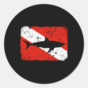 Sticker Rond Drapeau de plongée de requin Plongeurs en détresse