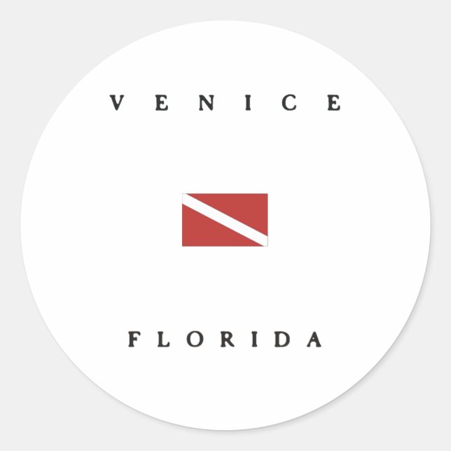 Sticker Rond Drapeau de plongée de Venice Florida (Devant)