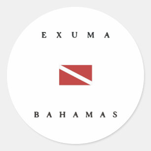 Sticker Rond Drapeau de plongée Exuma Bahamas