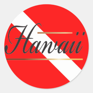 Sticker Rond Drapeau de plongée Hawaii