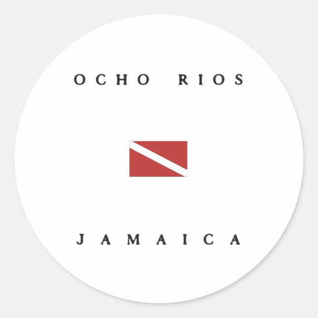 Sticker Rond Drapeau de plongée Ocho Rios Jamaïque (Devant)