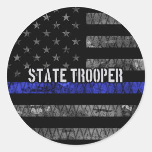 Sticker Rond Drapeau de police de l'État en détresse