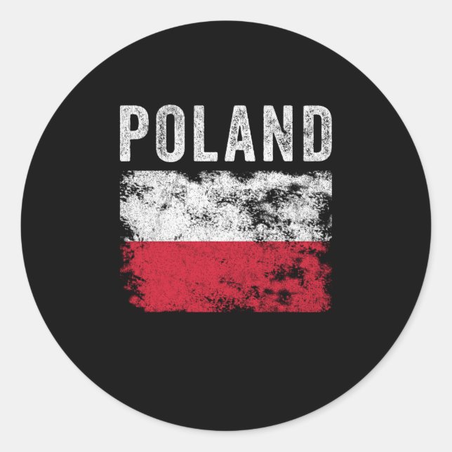 Sticker Rond Drapeau de Pologne en état de détresse - Drapeau p (Devant)