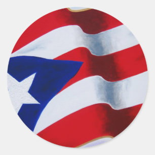 Sticker Rond Drapeau de Porto Rico