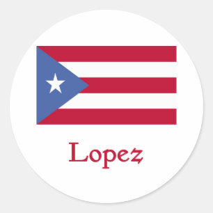Sticker Rond Drapeau de Portoricain de Lopez
