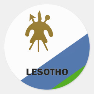 Sticker Rond Drapeau de qualité de rondeau du Lesotho