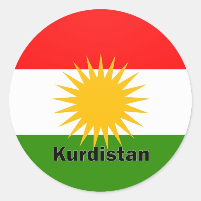 Sticker Rond Drapeau de qualité Roundel Kurdistan (Devant)