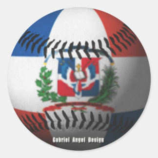 Sticker Rond Drapeau de République Dominicaine Baseball couvert