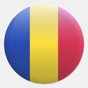 Sticker Rond Drapeau de Roumanie