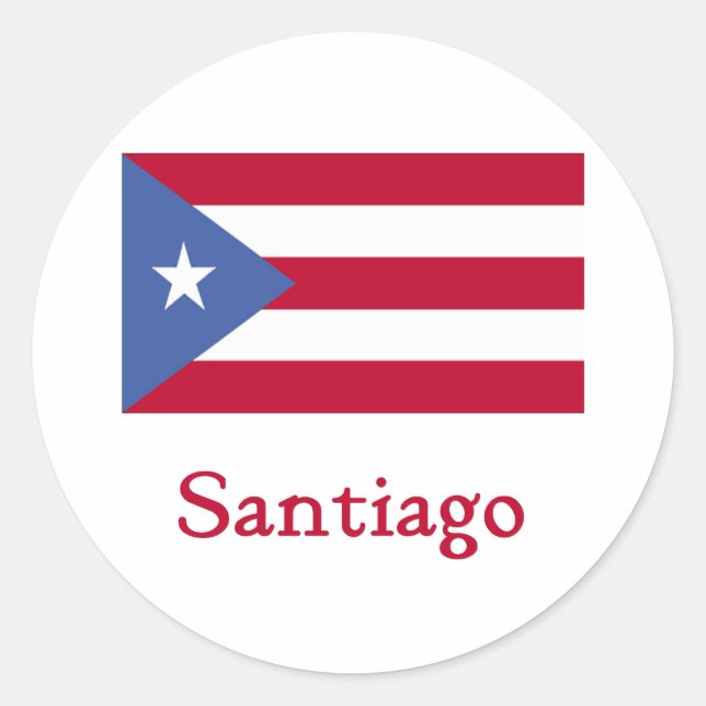 Sticker Rond Drapeau de Santiago Porto Rico (Devant)