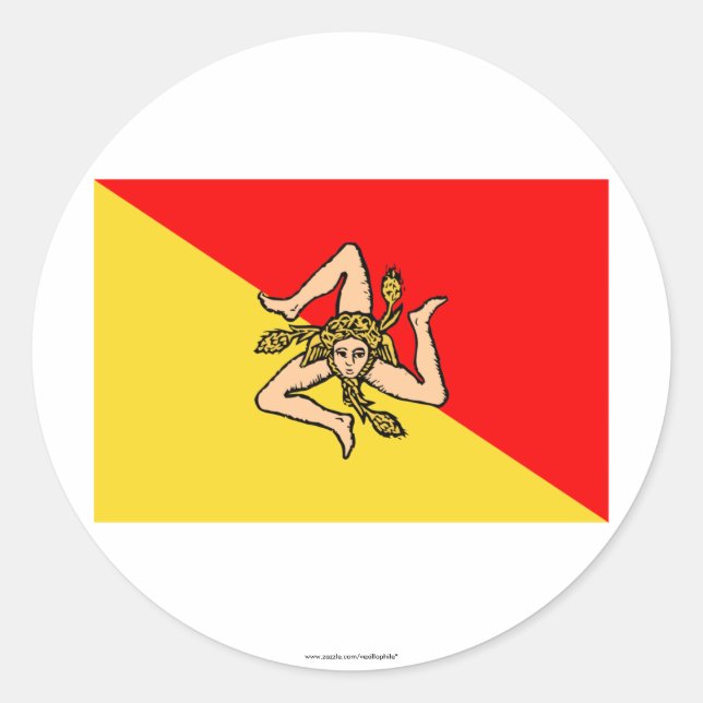 Sticker Rond Drapeau de Sicilia (Devant)