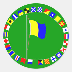 Sticker Rond Drapeau de signal nautique de kilo "que je