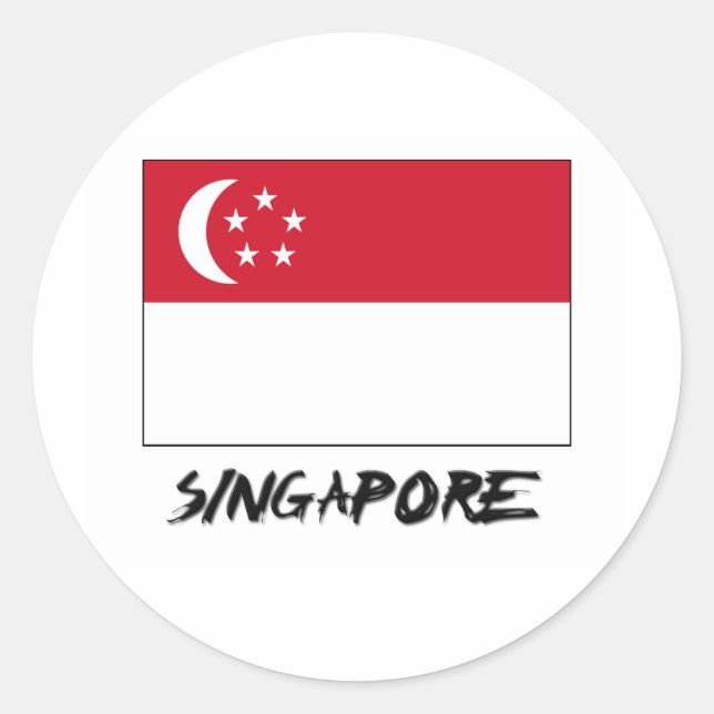 Sticker Rond Drapeau de Singapour (Devant)