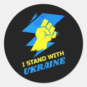Sticker Rond Drapeau de soutien à l'Ukraine Anti-Poutine Dire n
