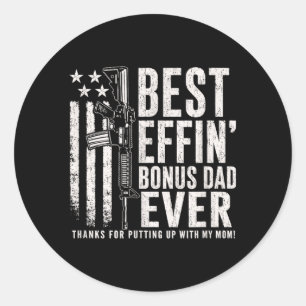 Sticker Rond Drapeau de super papa Effin Fête des pères Patriot