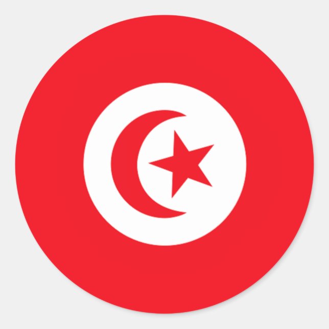Sticker Rond Drapeau de Tunisie (Devant)