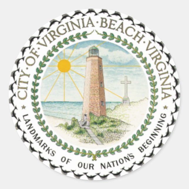 Sticker Rond Drapeau de Virginia Beach, Virginie (Devant)