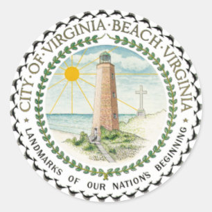 Sticker Rond Drapeau de Virginia Beach, Virginie