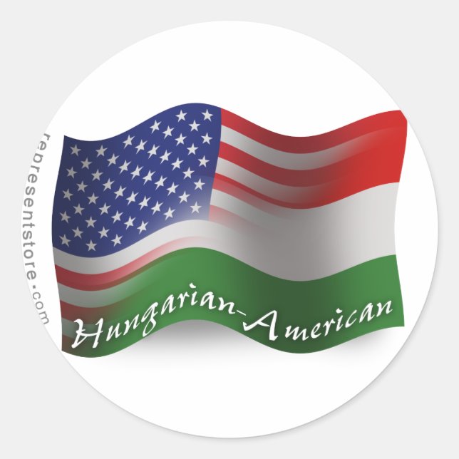 Sticker Rond Drapeau de vol hongrois-américain (Devant)