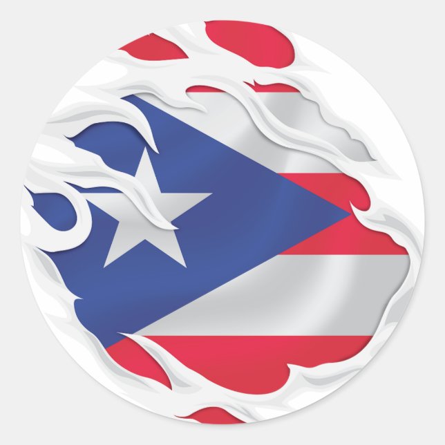 Sticker Rond Drapeau déchiré Porto Rico (Devant)