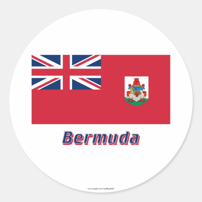 Sticker Rond Drapeau des Bermudes avec nom (Devant)